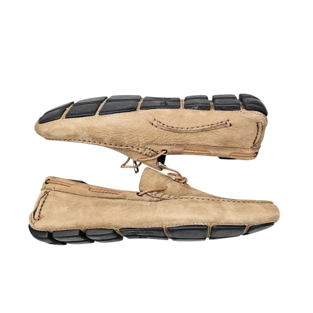 Brecos Mens Size 9 EUC Tan Nubuck Leather Italian Made Moccasins Drivers Loafers - Picture 6 of 8